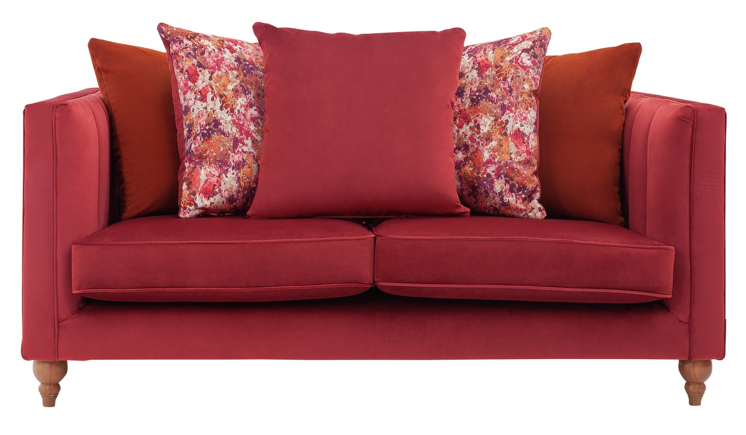 Argos Home Bardot 2 Seater Velvet Sofa - Cranberry