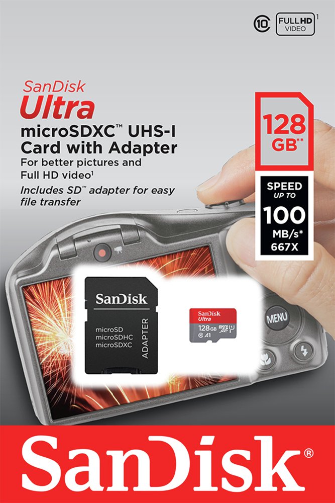 SanDisk Ultra 80MBs Micro SD Memory Card - 128GB