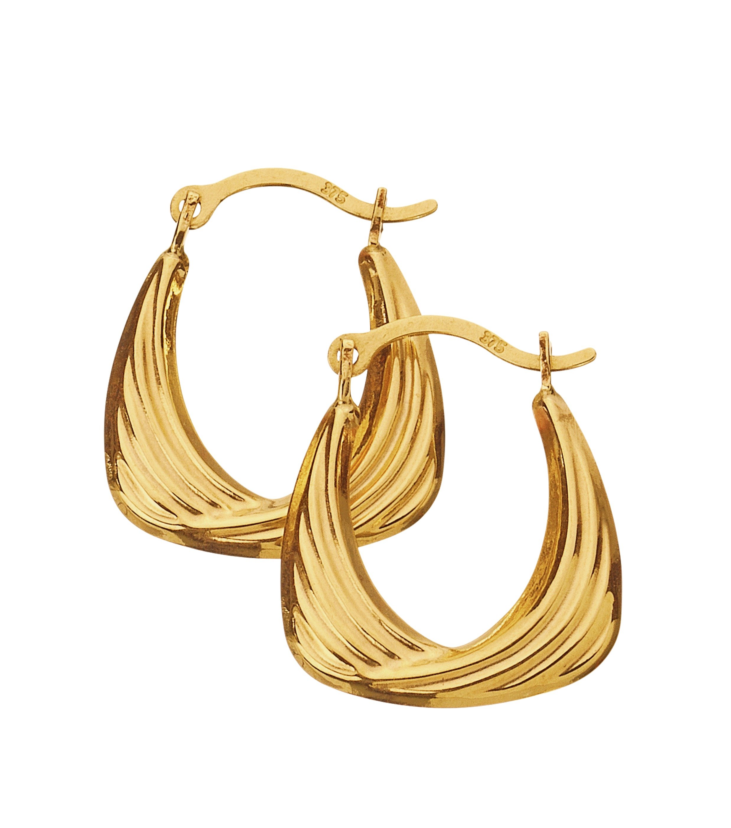 Revere 9ct Yellow Gold Swirl Handbag Creole Hoop Earrings