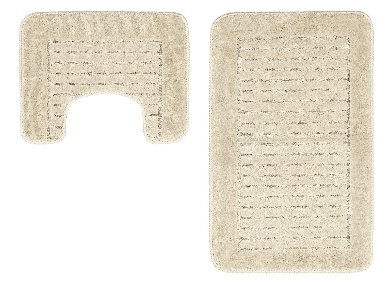 Argos Home Striped Bath and Pedestal Mat Set - Cream