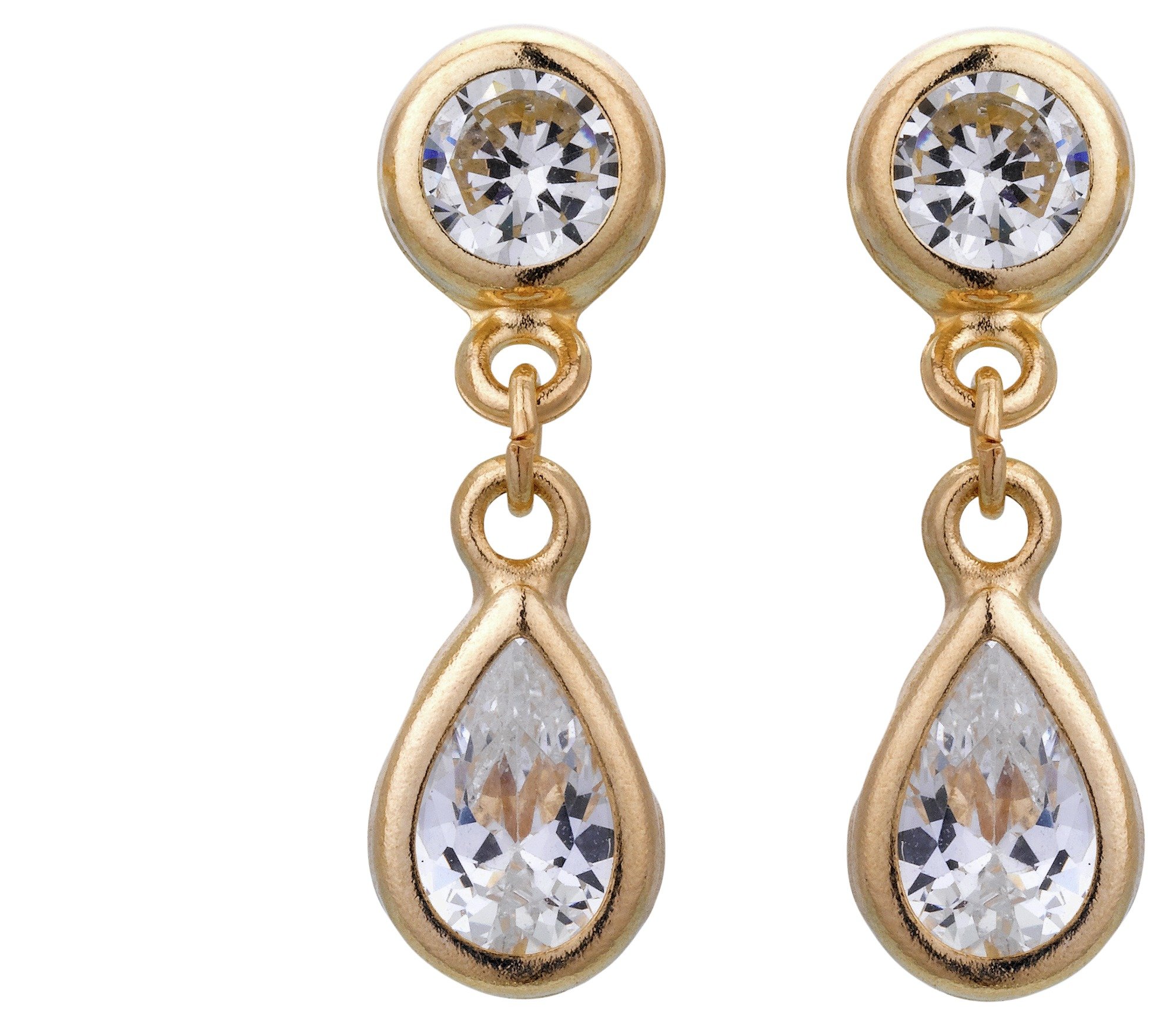 Revere 9ct Yellow Gold Cubic Zirconia Teardrop Earrings