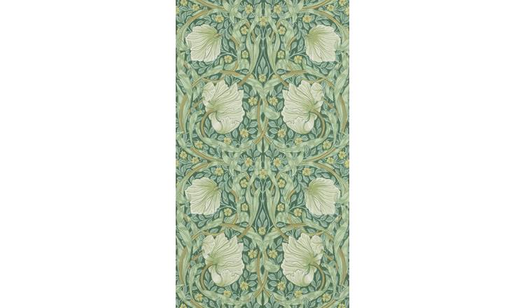 Morris & Co. Pimpernel Green Floral Wallpaper