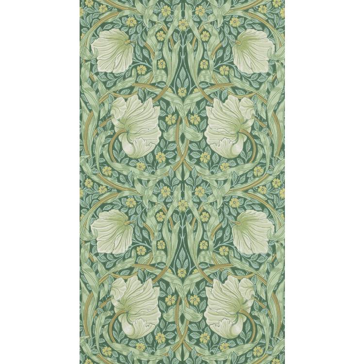 Morris & Co. Pimpernel Green Floral Wallpaper 0