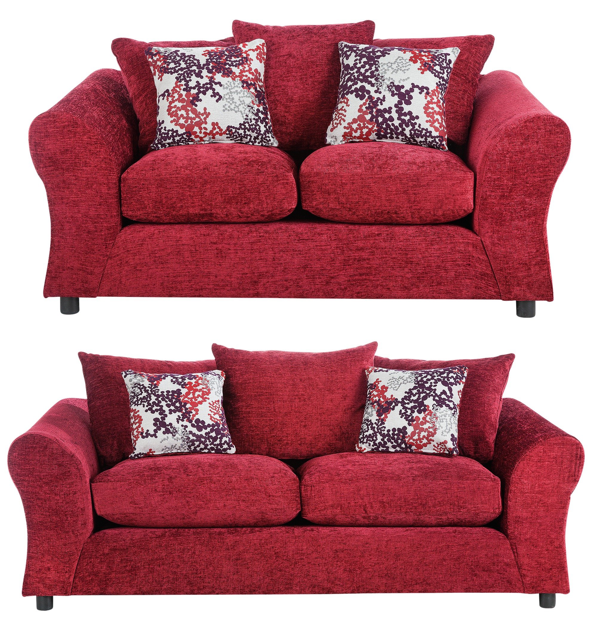 Argos Home Clara Fabric 3 Seat & Compact 2 Seat Sofa - Red