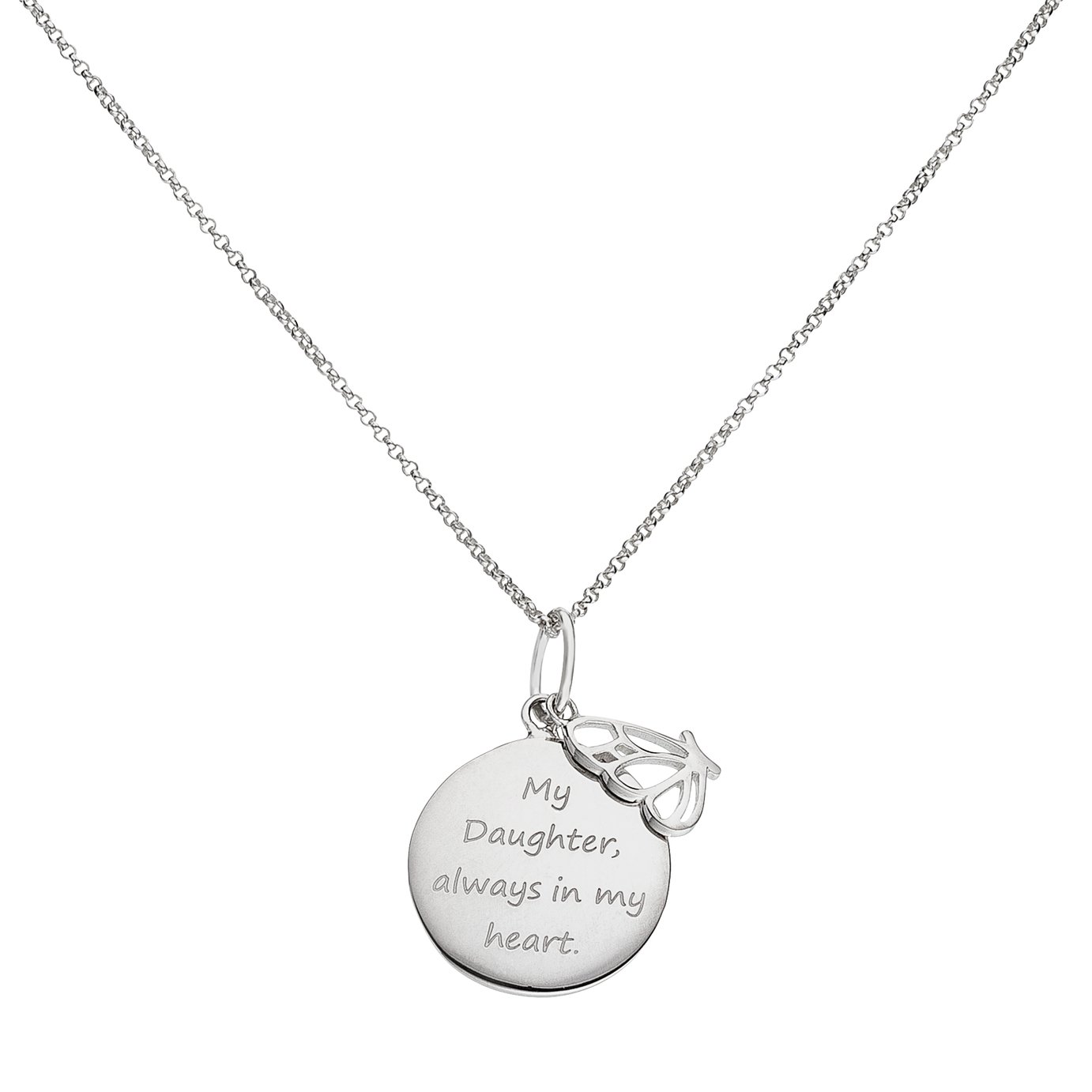 Moon & Back Silver Daughter Pendant 18 Inch Necklace