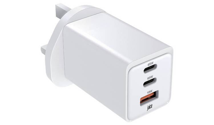 Juice 65W USB-A and USB-C Triple PD Wall Charger - White