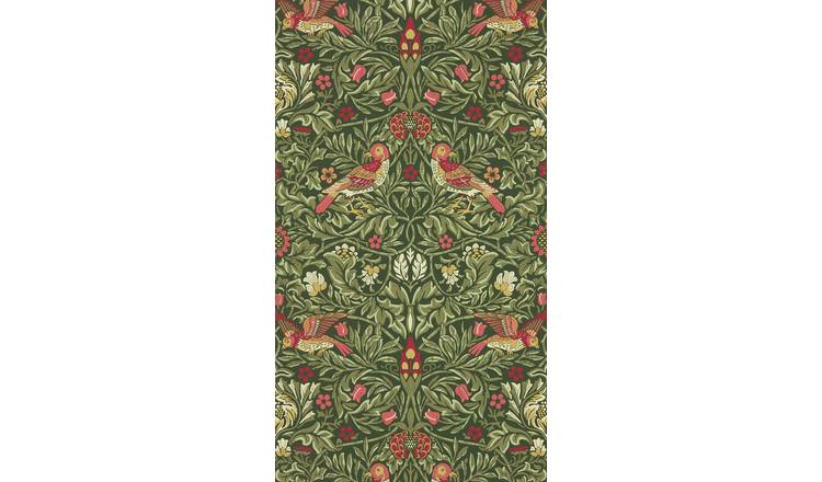 Morris & Co. Birds in a Wooded Dell Green Floral Wallpaper