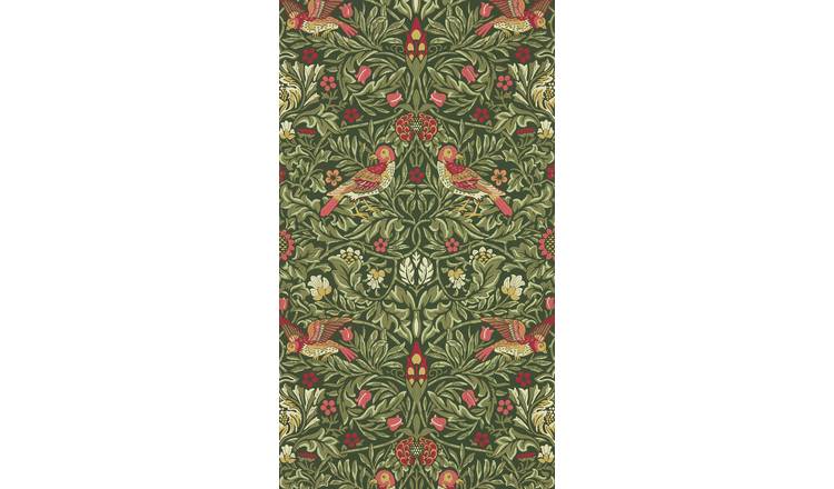 Morris & Co. Birds in a Wooded Dell Green Floral Wallpaper