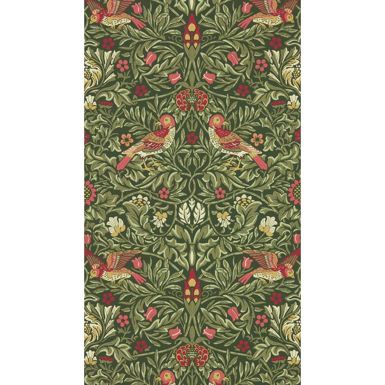 Morris & Co. Birds in a Wooded Dell Green Floral Wallpaper 0