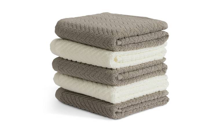 Habitat Zig Zag Pack of 5 Terry Tea Towels