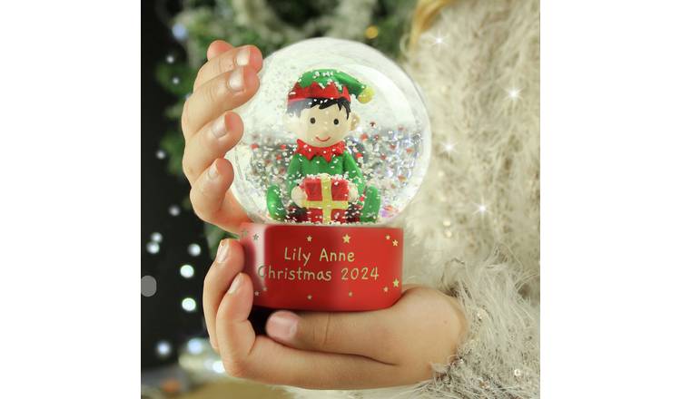 Personalised Message Elf Glitter Christmas Snow Globe