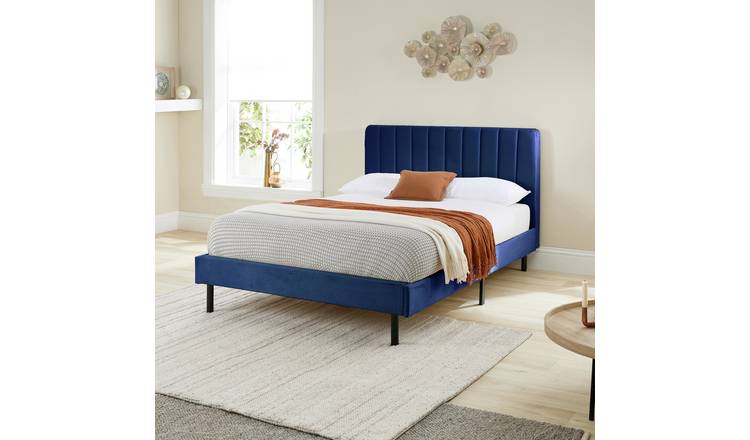 Aspire Rosella Double Velvet Bed Frame - Blue