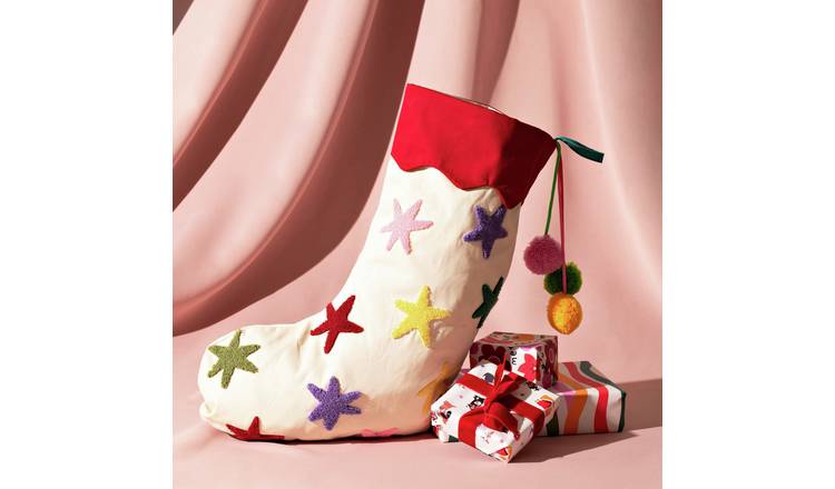 Raspberry Blossom Star Christmas Stocking