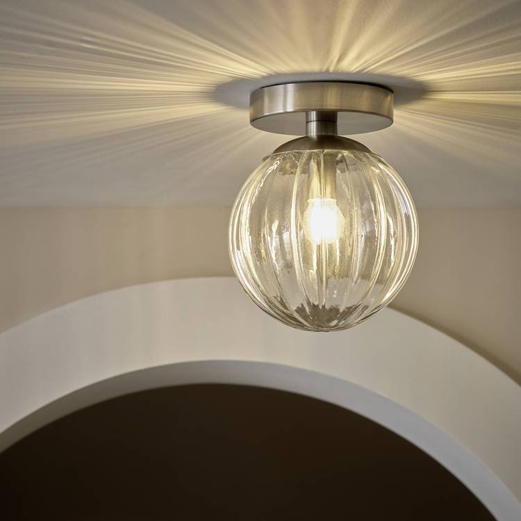 Habitat Anais Glass Bathroom Ceiling Light - Brushed Chrome 0