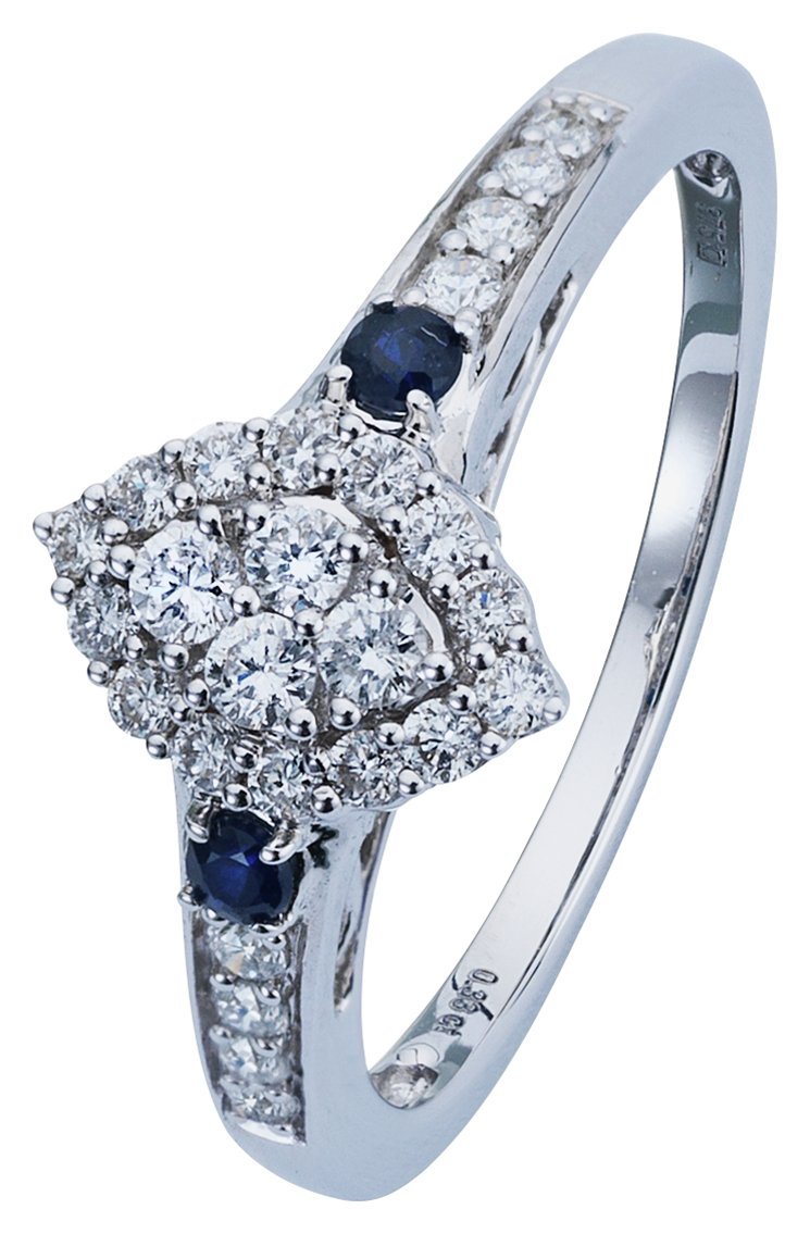 Revere 9ct White Gold Sapphire and 0.33ct tw Diamond Ring -H Review