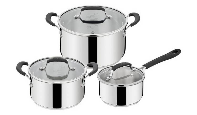 Tefal Jamie Oliver Home Cook 3 Piece Stainless Steel Pan Set