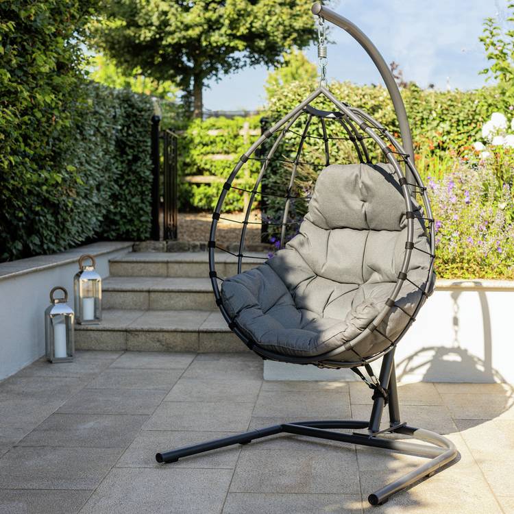 Argos Home Metal Hanging Egg Chair - Grey 0