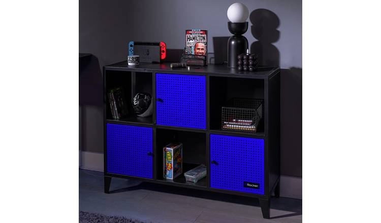 X Rocker Mesh-Tek Wide 6 Cube Storage Unit - Blue and Black