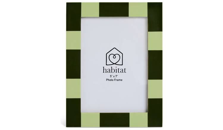 Habitat Green Checkered Mango Wood Frame - 5x7"