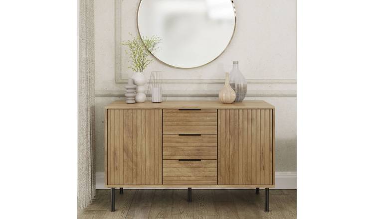 GFW Nervata 2 Door 3 Drawer Sideboard - Oak