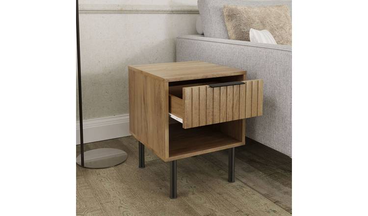 GFW Nervata 1 Drawer Side Table - Oak