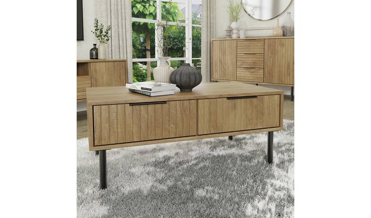 GFW Nervata 2 Drawer Coffee Table - Oak