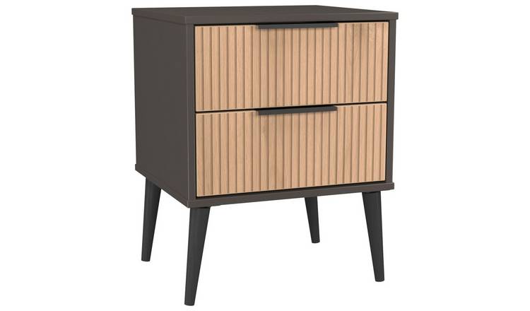 Welcome Bergen 2 Drawer Bedside Table - Grey & Oak