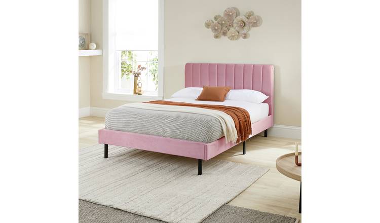 Aspire Rosella Double Velvet Bed Frame - Blush