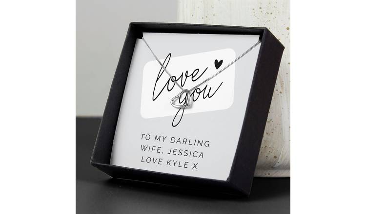 Personalised Memento Love You Silver Heart Necklace With Box