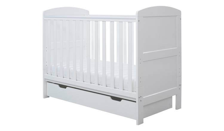 Ickle Bubba Coleby Mini Cot Bed and Drawer– White 