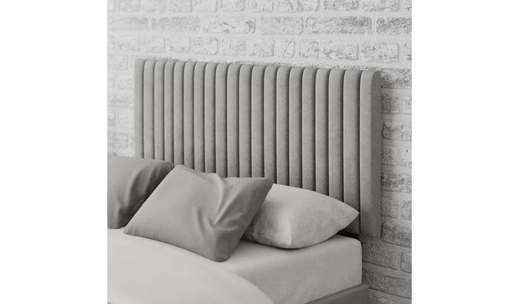 Aspire Grant Velvet Kingsize Headboard- Silver