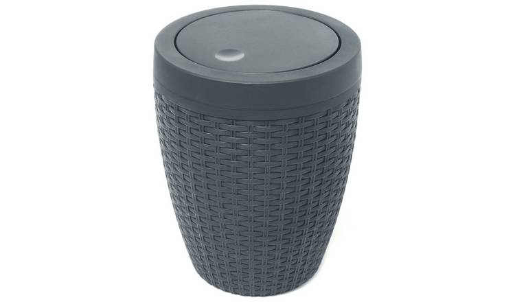 Addis Rattan Bathroom Bin - Charcoal
