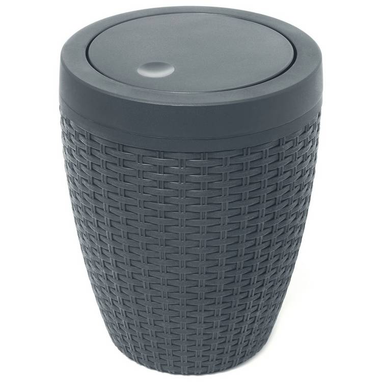 Addis Rattan Bathroom Bin - Charcoal 0