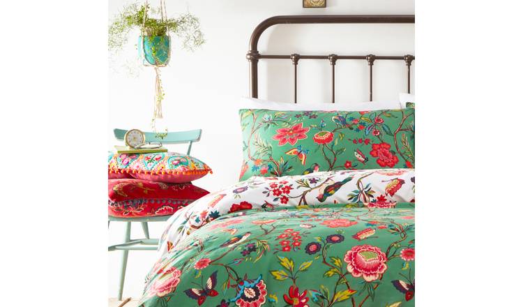 furn Pomelo Tropical Floral Green Bedding Set - Superking