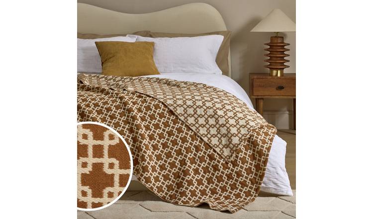 Habitat Chain Geo Woven Throw - Brown - 125x150cm