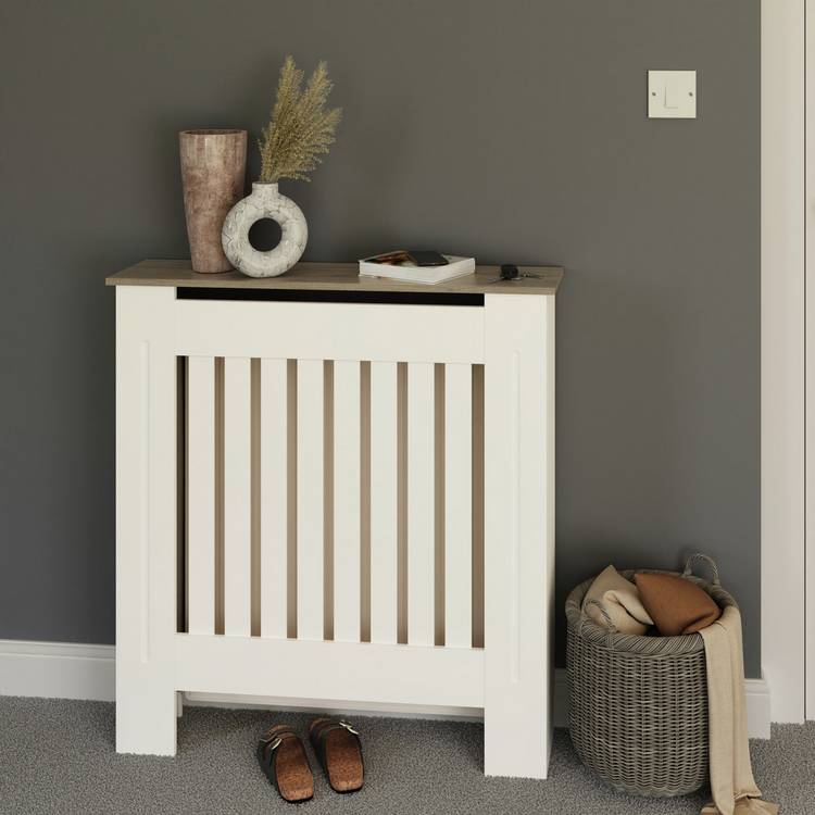 GFW Longslow Small Radiator Cover - White & Oak 0