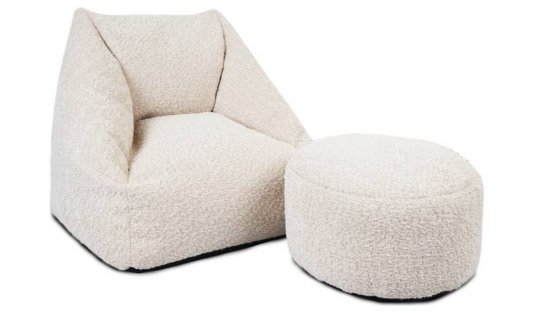 rucomfy Kids Snuggle Bean Bag Chair And Footstool - Oatmeal