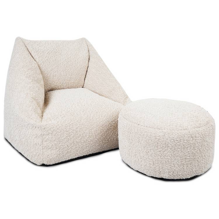 rucomfy Kids Snuggle Bean Bag Chair And Footstool - Oatmeal 0