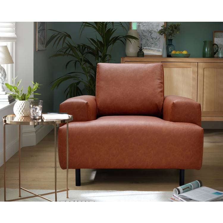 Habitat Julien Leather Armchair - Tan 0