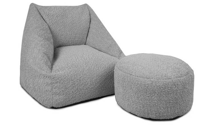 Rucomfy Kids Single Footstool Bean Bag  Chair  - Grey 