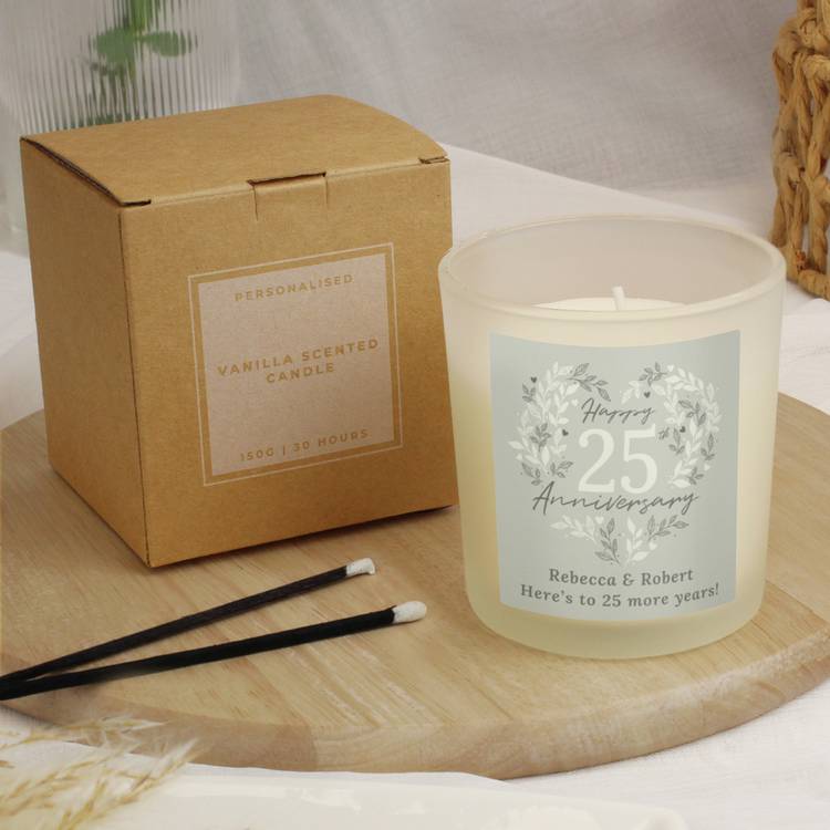 Personalised Message 25th Wedding Anniversary Candle Jar 0