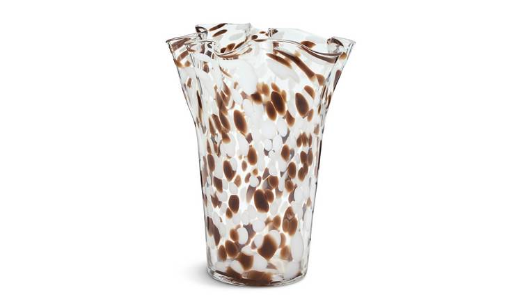 Habitat Confetti Glass Handkerchief Vase - Brown & White