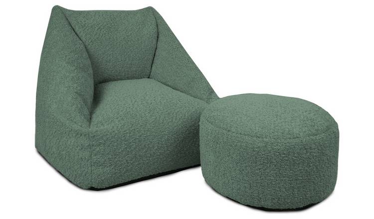 rucomfy Kids Snuggle Bean Bag Chair & Footstool - Moss Green