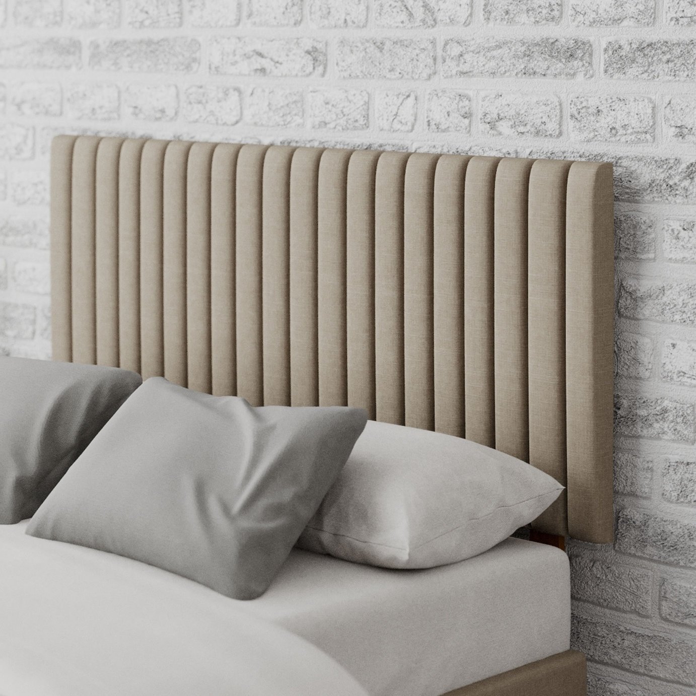 Aspire Grant Linen Small Double Headboard - Natural