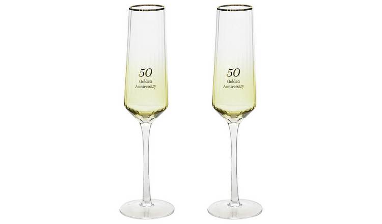 Amore by Juliana Set of 2 50th Anniversary Flute Glasses