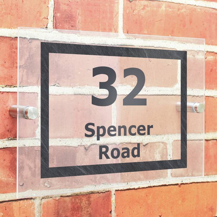 Personalised Message Marble Acrylic House Sign 0