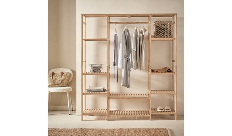 Habitat Cullen Triple Bamboo Open Wardrobe - Natural