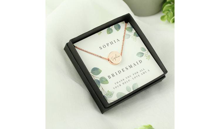 Personalised Memento Botanical Rose Gold Necklace with Box 