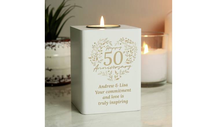 Personalised Message 50th Anniversary Tea Light Holder