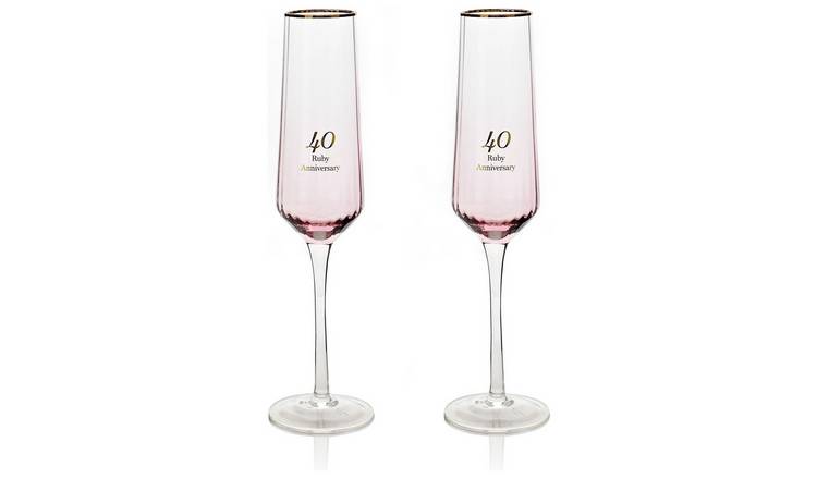 Amore by Juliana Set of 2 40th Anniversary Flute Glasses